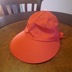 Red Hat with Extended Brim and Tie in Back